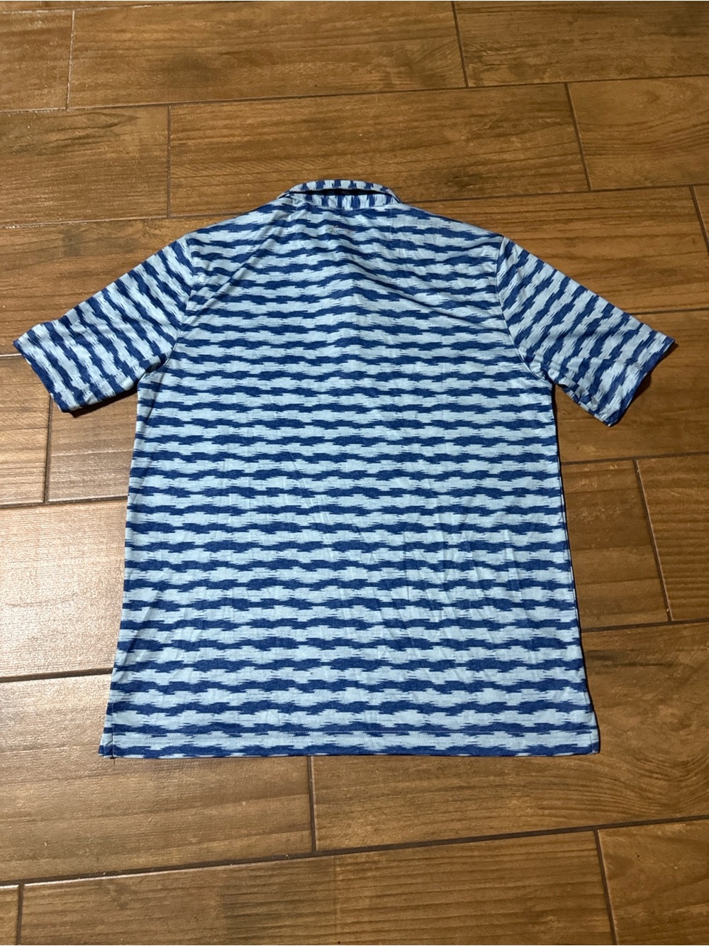 Greg Norman Collection Blue Wave-Striped Short-Sleeve Polo